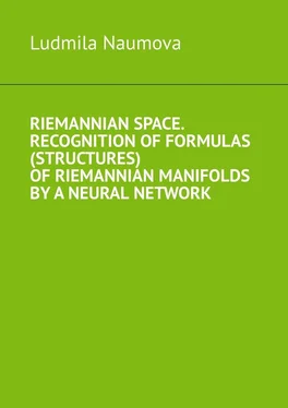 Ludmila Naumova Riemannian space. Recognition of formulas (structures) of riemannian manifolds by a neural network обложка книги