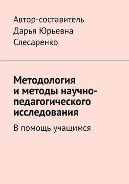 Дарья Слесаренко Методология и методы научно-педагогического исследования. В помощь учащимся обложка книги