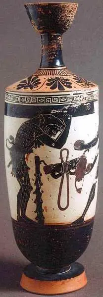 Лекиф с изображением Геракла держащего небесный свод Вторая четверть V века - фото 47