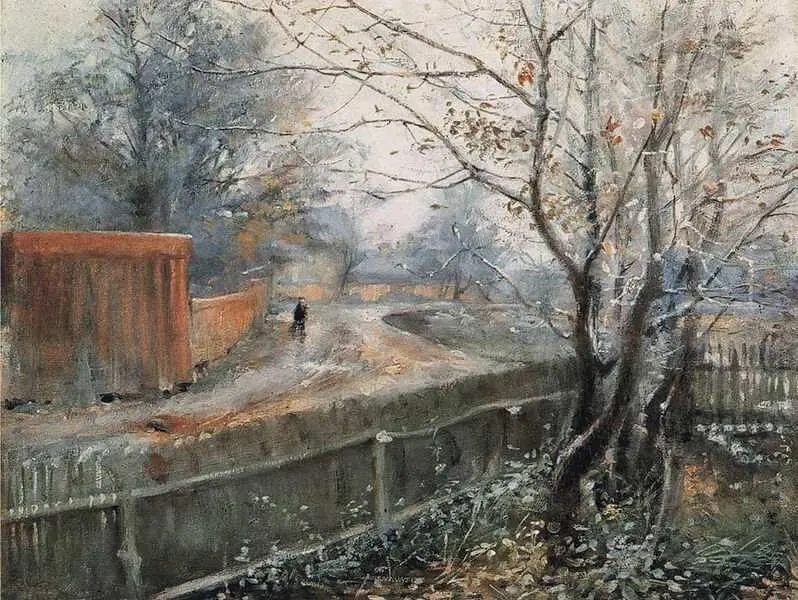 Нильс Крюгер 18581930 Осень Варберг 1888 Дерево масло 32x41 Нильс - фото 56