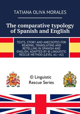Tatiana Oliva Morales The comparative typology of Spanish and English. Texts, story and anecdotes for reading, translating and retelling in Spanish and English, adapted by © Linguistic Rescue method (level A1—A2) обложка книги