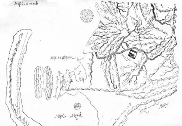 На карте якутским дворянином Иваном Львовым служил Анадырском остроге в 1710 - фото 1