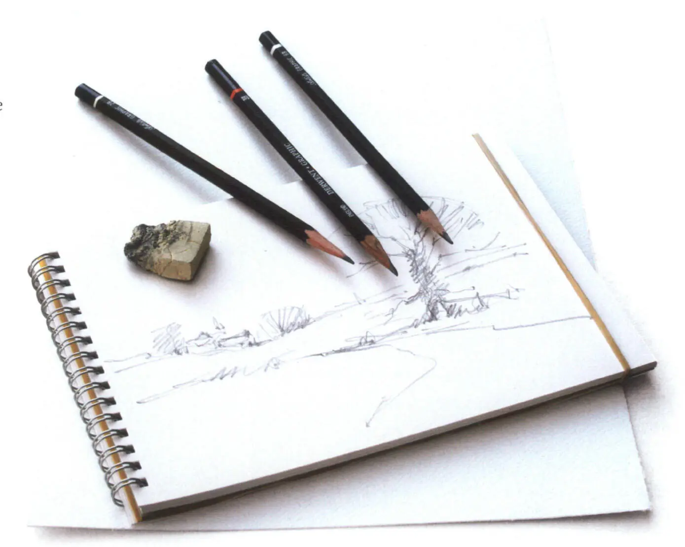 A basic pencil sketching kit 2B 3B and 6B pencils a putty eraser and - фото 4