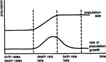 Fig 42 Demographic transitionThe levellingoff of the rate of population - фото 40