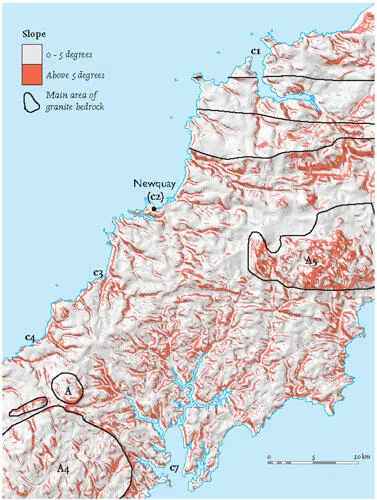 FIG 61Slope map of the eastern part of West Cornwall The main granite bedrock - фото 32
