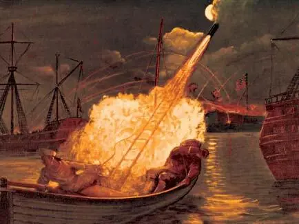 DURING THE WAR OF 1812 AS BRITISH WARSHIPS FIRED ROCKETS ON FORT MCHENRY IN - фото 1