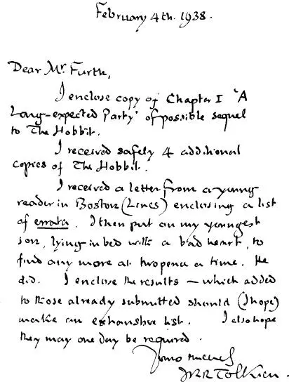February 4th 1938 Dear Mr Furth I enclose copy of Chapter I A Longexpected - фото 1