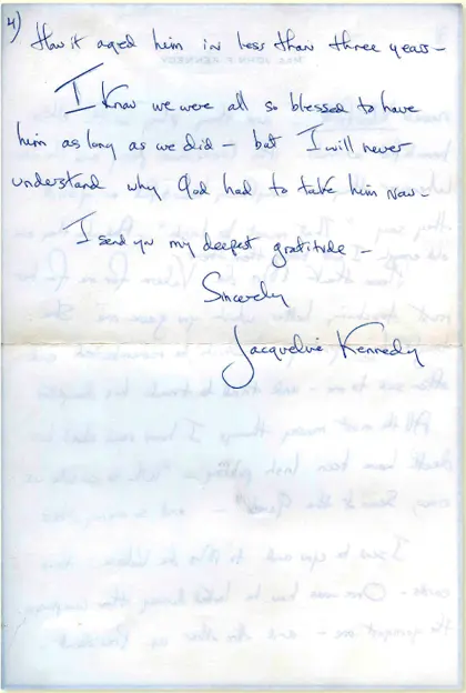 A letter from Jacqueline Kennedy to President de Valera thanking him for - фото 5