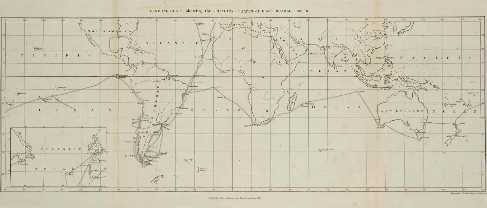 The route of the Beagle as recorded by Captain Fitzroy in his account of the - фото 24