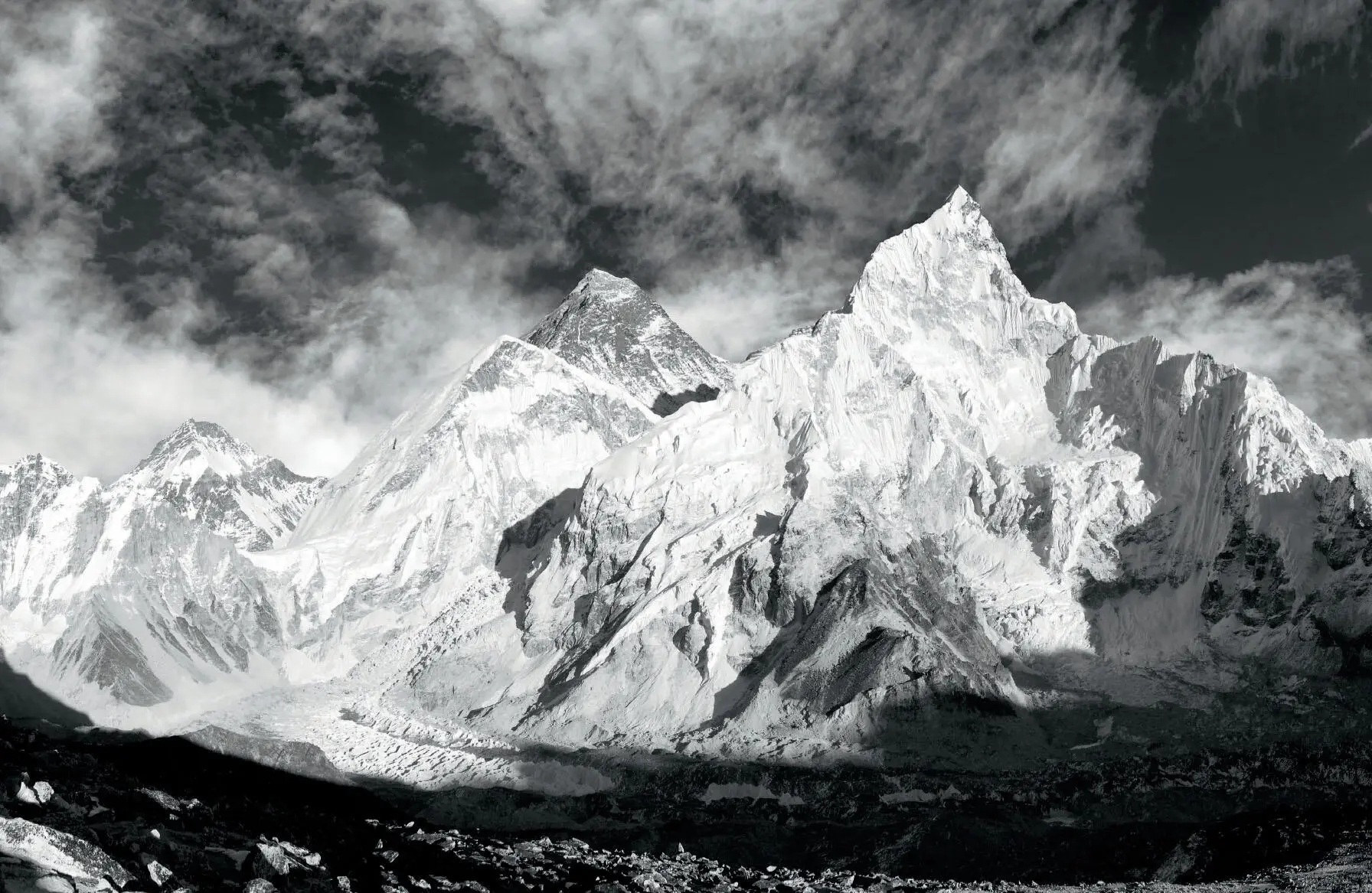 Khumbu valley Nepal Mount Everest is behind the Khumbu Glacier on the left - фото 2