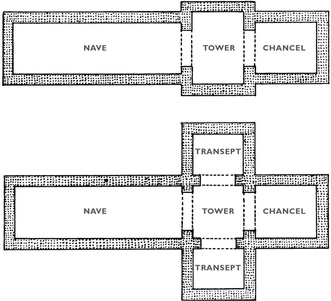 ANGLOSAXON AND NORMAN Two aisleless plans with central tower Top tower - фото 16