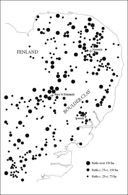 FIG 5 A map showing the distribution of landscape parks in East Anglia in the - фото 5