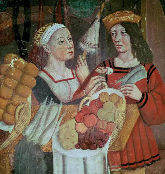 The Vegetable Market detail from 15th Century Italian fresco GiraudonBAL - фото 4