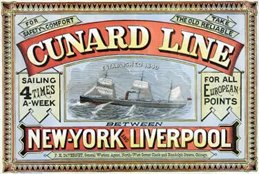 Cunard Line Poster 1875 This all changed however when Thomas Ismay - фото 1