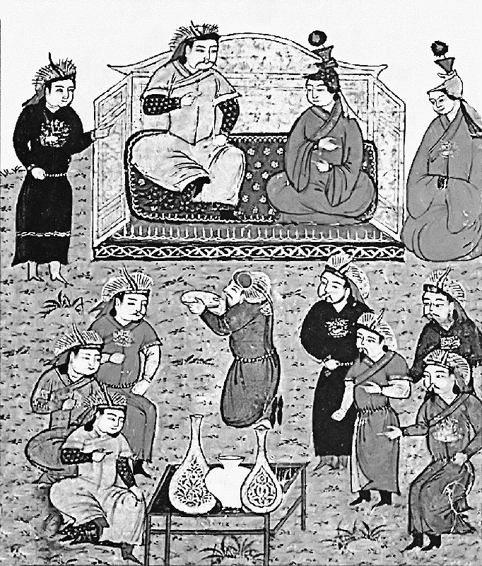 Пир в ставке монгольского хана Персидская миниатюра XIV в Государь жадный - фото 15