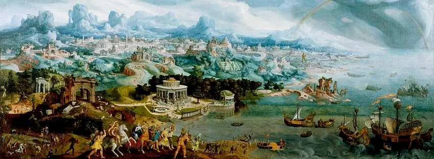 Мартин ван Хемскерк 14981574 Панорама с Похищением Елены и чудесами - фото 36