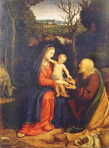 Андреа Соларио около 14651524 Отдых на пути в Египет 1515 Дерево темпера - фото 42