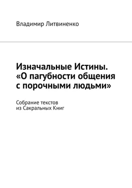 Владимир Литвиненко Изначальные Истины. «О пагубности общения с порочными людьми». Собрание текстов из Сакральных Книг обложка книги