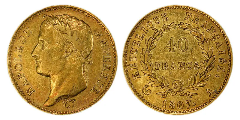 Рис 13 Сорок золотых франков 1807 года с изображением Наполеона как - фото 13
