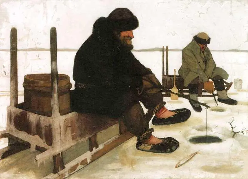 Юхо Риссанен 18731950 Зимняя рыбалка 1900 Холст масло 125x175 Судьба - фото 44