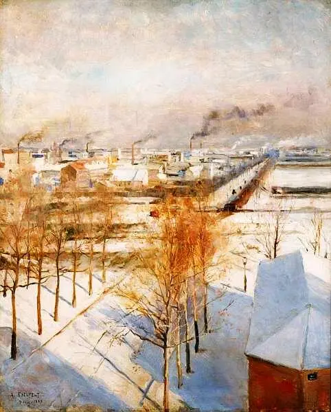Алъберт Эделъфелът 18541905 Париж в снегу 1887 Дерево масло 46x37 Данная - фото 58