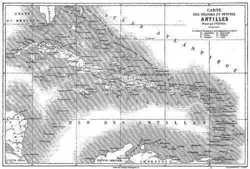 CARTE DES GRANDES ET DES PETITES ANTILLES Dessinée par A Vuillemin Gravé - фото 2
