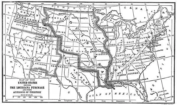 MAP OF THE UNITED STATES SHOWING THE LOUISIANA PURCHASE AND OTHER ACCESSIONS OF - фото 1