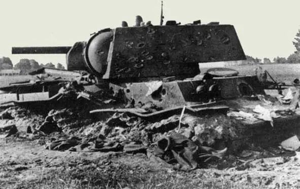 A Soviet tank KV1 defeated by dozens of shells July 1941 south of the USSR - фото 79