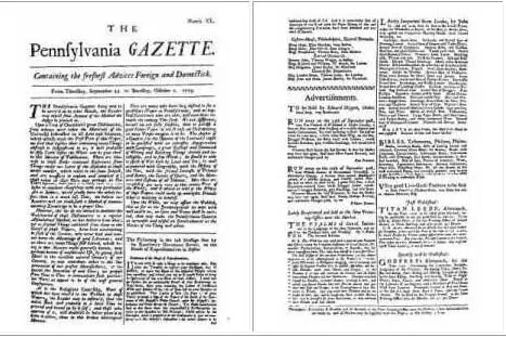 Pages 1 and 4 of The Pennsylvania Gazette the first number after Franklin - фото 2