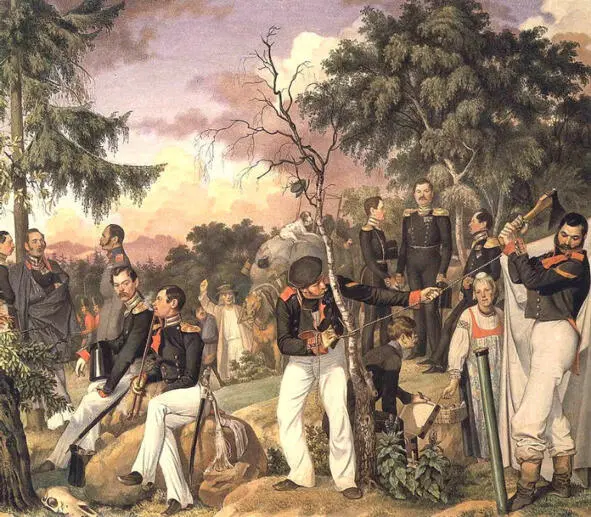 П А Федотов Бивуак привал лейбгвардии гренадерского полка Акварель 1843 - фото 2