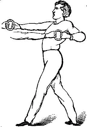 The hands are thrust forward and drawn backward in alternation as far as the - фото 5