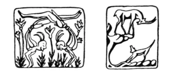 Оттиски с древнекритских печатей найденных во время раскопок на Крите - фото 1