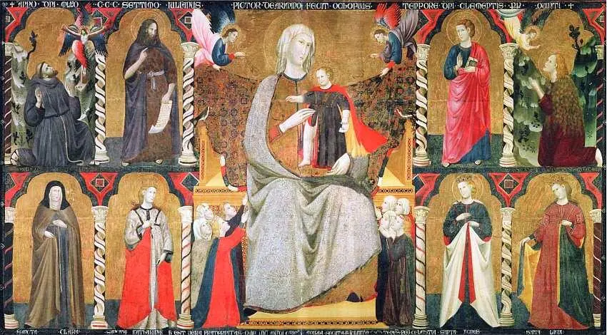 Джулиано да Римини активен 13071346 Дева Мария на троне со святыми 1307 - фото 68