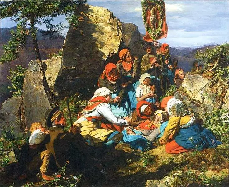 Фердинанд Георг Вальдмюллер 17931865 Прерванное паломничество 1858 Дерево - фото 10