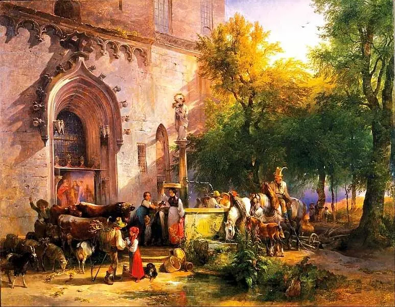 Фридрих Гауэрманн 18071862 У монастырского фонтана 1836 Дерево масло - фото 12