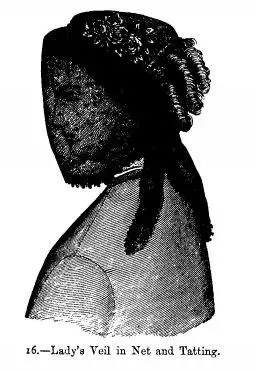 This veil is slightly gathered in front and fastened to the brim of the bonnet - фото 5