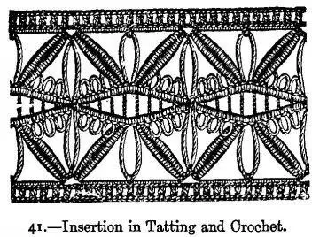 Begin the tatting with fine cotton and 2 shuttles Work with the cotton on one - фото 14