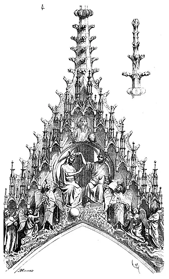 Le gâble du portail central 4 représente le Couronnement de la Vierge de - фото 4