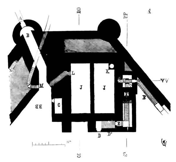 La fig 1 donne le plan du rezdechaussée du donjon dArques qui se trouve - фото 30