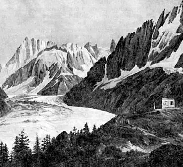 В горах Швейцарии Цветная акватинта Ф Л Линка 1820е годы УТРО В ГОРАХ - фото 11