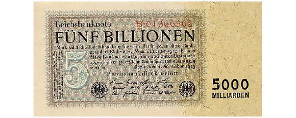 2 Five trillion paper brands in 1923 3 Rental stamp 4 Reichsmark of - фото 2