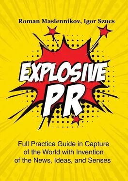 Roman Maslennikov Explosive PR. Full Practice Guide in Capture of the World with Invention of the News, Ideas, and Senses обложка книги