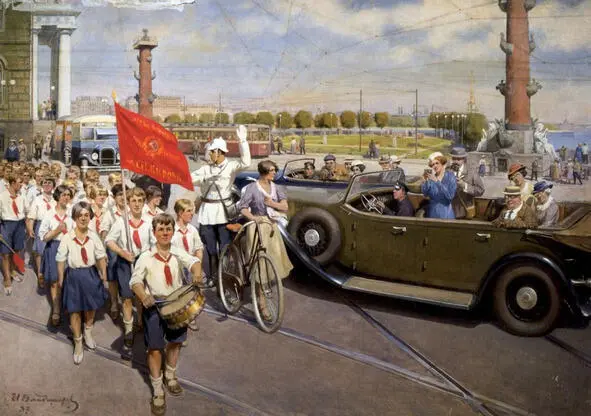 Иностранные туристы в Ленинграде1937 г худ Иван Алексеевич Владимиров - фото 25