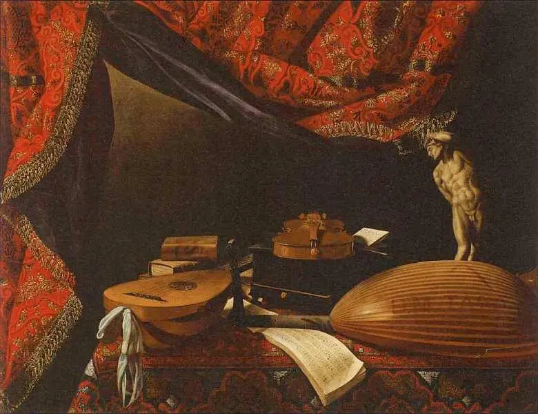 Эваристо Баскенис 16171677 Натюрморт с музыкальными инструментами книгами и - фото 27