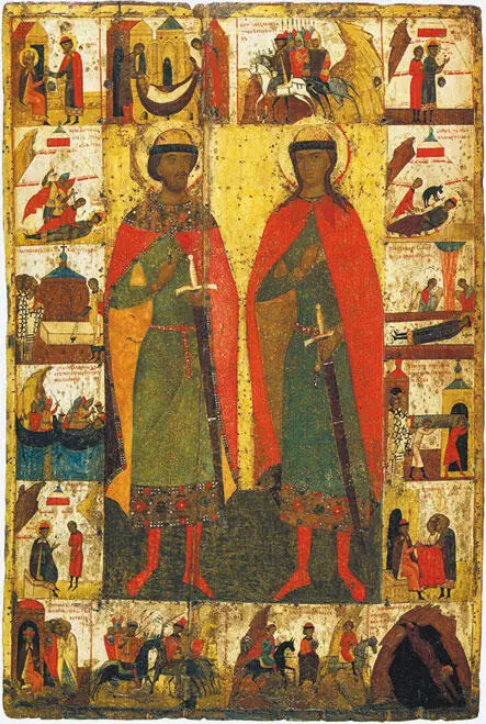 Святые Борис и Глеб Житийная икона XIV в Дионисий Распятие около 1500 - фото 53