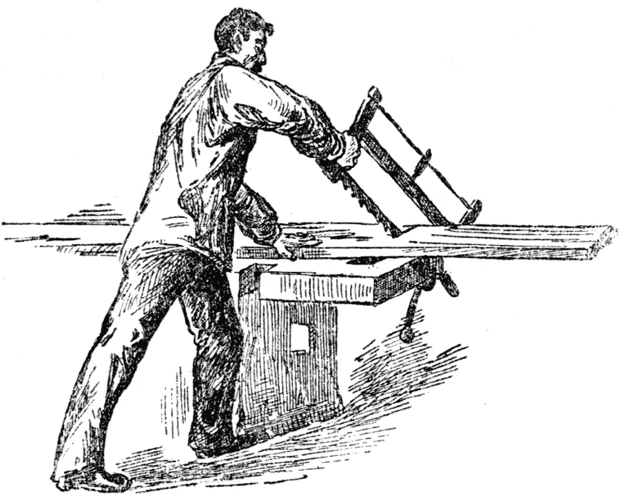 Рис 38 Отметив линию прореза риску брусок переносят на верстак и кладут - фото 34