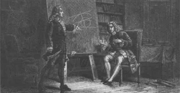 Гравюра 1784 года изображающая Иоганна и Якоба Бернулли занятых решением - фото 1