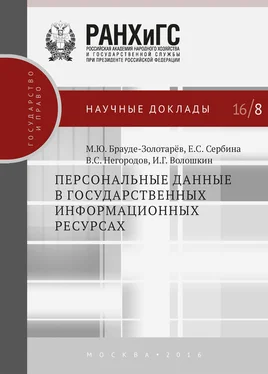 Евгения Сербина Персональные данные в государственных информационных ресурсах обложка книги