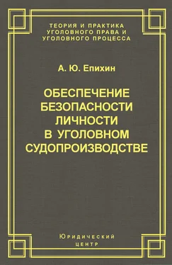 Александр Епихин Обеспечение безопасности личности в уголовном судопроизводстве обложка книги