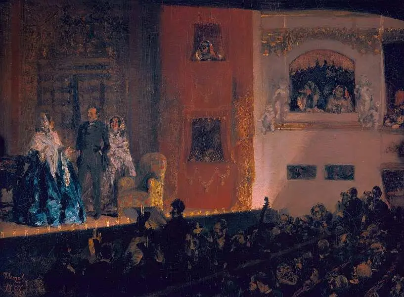 Адольф Менцель 18151905 Театр Жимназ 1856 Холст масло 46x62 Адольфа - фото 37